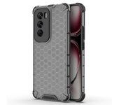 Para Oppo Reno12 5G Funda PC + TPU Funda de teléfono Amortiguación en forma de panal a prueba de golpes Negro