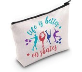 Bolsa de cosméticos Ice Skate Regalo de amante de patines La vida es mejor en patines Maquillaje Bolsa con cremallera Regalo de patinaje artístico ...