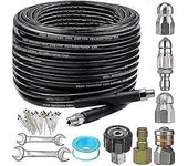 Kit de chorro de alcantarillado para lavadora a presión de 100 pies, manguera de limpiador de desagüe de 5800 psi más nueva esquina npt de 1/4 de p...