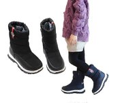 Botas de nieve para niños y niñas, zapatos de invierno cálidos, impermeables y antideslizantes Negro 30