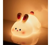 Kawaii Rabbit Night Lights para la guardería, lámparas portátiles de animales 3d recargables por USB, linda lámpara de noche de silicona con contro...