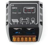 Controlador solar CMP12 20A 12V / 24V Monitoreo del sistema de energía solar Pv Pwm Hy Negro