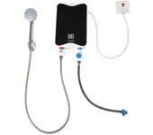 Calentador de agua continuo eléctrico de 5500 W con kit de ducha de baño Negro