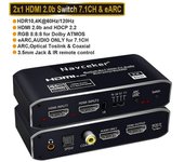 Redkid 2x1 4K 120Hz Conmutador HDMI eARC Extractor de audio ARC Toslink óptico Conmutador HDMI 2.0 4K 60Hz Conmutador HDMI Remoto para Apple TV PS4...