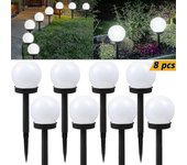 2024 Paquete de 8 LED Luz de jardín solar Bola redonda Impermeable Luces de camino al aire libre Lámpara de césped