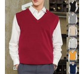 Suéter cálido suelto sin mangas chaleco hombre V-cuello jersey chaleco Azul marino L