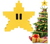Heyone Árbol de Navidad Topper Estrella, Super Mario Divertido 3D Vintage Pixel Hallmark Navidad Colgante Adorno Regalos Decoración Navidad