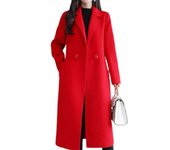 Abrigo de solapa clásico para mujer - Ropa de abrigo de invierno y otoño LUH aaliti Red
