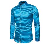 Camisa de vestir de lujo del satén de los hombres, camisas de esmoquin slim fit