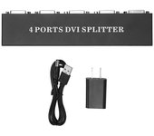 Divisor DVI 1 en 4 salidas HD sin pérdidas Plug and Play Distribución Duplicador de video para PC Proyector HDTV portátil 100?240V US Plug