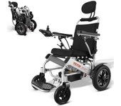 Succebuy Silla de ruedas eléctrica para adultos mayores, capacidad de peso de 300 libras, 17.7 pulgadas, silla de aleación de aluminio todo terreno...