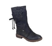 Botas de nieve de espalda cálida de invierno para mujer con diseño de estilo vintage de tacón grueso Negro 43
