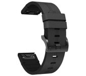 Para Garmin Tactix Delta 26mm Correa de reloj de hebilla de acero de cuero Negro