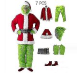 Tan Shan 7pcs El Grinch Disfraz de Navidad Cosplay Adulto Traje de Papá Noel Conjunto + Máscara A Solo máscara XL