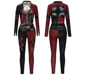 Unbrand Mujer Harley Quinn Disfraz Clásico Harley Quinn Halloween Cosplay Disfraz Mono L