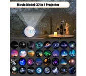 Proyector de planetario de galaxias 32 en 1 luz nocturna del cielo estrellado con música Bluetooth Lámpara LED del proyector de estrellas para la d...
