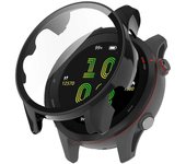 Para Garmin Forerunner 255 Anti-arañazos Anti-caída Hard Pc Watch Case Cubierta protectora con protector de pantalla de vidrio templado Negro