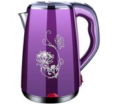 Hervidor eléctrico de acero inoxidable Hervidor de té de doble pared 2.3l Protección de apagado automático rápida y bastante hirviendo (negro) Púrpura