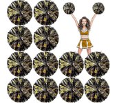 Pack 24 Pompones porristas metálicos Pompones de 12 pulgadas con bastón Black and Gold