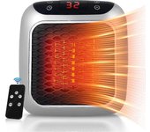 Calefactor portátil, calefactor cerámico enchufable de 800w, calefactor de ventilador eléctrico espacial con control remoto, temporizador de 12 hor...