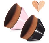 Paquete de 2 Brochas de Maquillaje para Base Impecable - Kabuki Brocha Facial Hexagonal - Brocha en Forma de Pétalo con Funda Protectora (Negro y R...