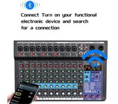 Interfaz de audio portátil profesional de 12 canales Consola de tarjeta de sonido MEZCLADOR USB para grabación de guitarra Negro