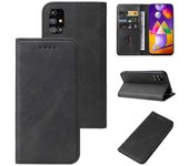Para Samsung Galaxy M31s Cierre magnético Funda de cuero para teléfono Negro
