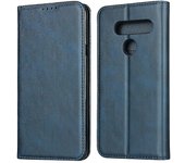 compatible con Lg V40 Thinq Calf Texture Magnetic Horizontal Flip Leather Case With Holder & Card Slots & Wallet Azul
