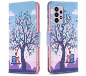 Para Samsung Galaxy A33 5G Patrón de impresión Flip Cover Stand Function Wallet Monedero Estuche - Dos Búhos Multicolor Style A Samsung Galaxy A33 5G