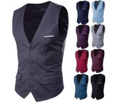 Chaleco de traje de color sólido para hombres de talla grande Chaleco de negocios de un solo pecho Gris 6XL