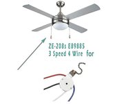1PCS Interruptor de luces de ventilador de techo ZingEar ZE-208S E89885 3 velocidades 4 hilos Interruptor de ventilador Cadena de tracción, ventila...