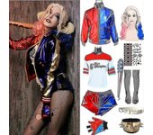 Disfraces de Harley para adultos Quinn Halloween Camiseta Bracer Chaqueta Cinturón con peluca Ropa de fiesta de Año Nuevo 6pcs conjunto Xl