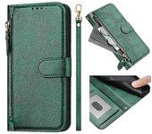 Foxdock Estuche plegable para Samsung Galaxy A70 / a70s Pu Leather Magnetic Zipper Card Holder Verde