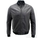 Infinity Leather Chaqueta Bomber de cuero negro Varisty para hombre XS