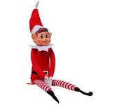 Elfie (niño) y Elvie (niña) Elfos divertidos y juguetones que se comportan mal figura con adorno de decoración navideña de cuerpo suave Chico