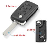 3 botones para Peugeot Partner Citroën Berlingo HU83 VA2 Blade CE0523 CE0536 Flip Remote Car Key Case Shell Fob Shipping VA2 Blade Ce0536