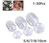 Bolas de plástico transparente Esfera Bola rellenable Árbol de Navidad Adorno colgante 5cm 1Pcs