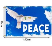 unbrand Bandera de la Paz 150 x 90 cm, Bandera de la Paz, Bandera de Jardín, Duradero, Bandera de la Paloma de la Paz, Poliéster, Bandera de la Pal...