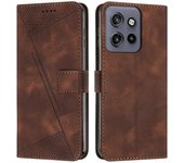 Foxdock Funda para Motorola Edge 50 Neo Funda protectora de teléfono de cuero PU suave Flip compatible con Motorola Edge 50 Neo Marrón