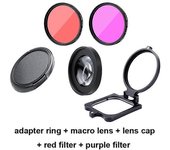 Redkid Filtro Macro 16X para Gopro 10/9/8 Negro Original Estuche Impermeable Rojo Rojo Púrpura Filtro + Anillo Adaptador + Tapa de lente para Gopro...