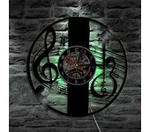 Reloj de pared de disco de vinilo de música - Reloj de pared con luz LED de CD de notas minimalistas - Reloj de vinilo - Decoración de pared de la ...