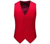 Banquete de boda para hombres Chaleco de traje formal Business Slim Chaleco de color sólido Rojo L