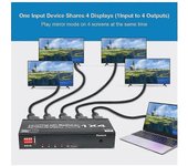4K @ 60Hz Divisor HDMI, divisor HDMI 1 en 4 salidas, divisor HDMI, HDMI 2.0 HDCP2.2, EDID adaptativo, compatible con PS4, PS3, reproductor de Blu-r...
