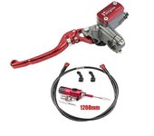 7/8" 22mm Motocicleta CNC Embrague Hidráulico Kit Palanca Cilindro Maestro 125 ~ 250cc para HONDA YAMAHA DUCATI Aprilia Dirt Bike Momotor Rojo izqu...