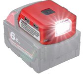 Adaptador de batería Milwaukee de 18 V - Puerto de CC, luz de trabajo LED, cargador USB dual - Compatible con fuente de alimentación M18