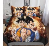 Kerota Juego de ropa de cama de microfibra Dragon Ball Goku con cremallera - Funda nórdica de anime, juego de ropa de cama y piezas de ropa de cama...