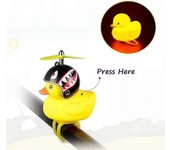 Campana de bicicleta de pato, accesorios de bicicleta de goma de pato con luz LED Cuernos de bicicleta de manillar de hélice linda para niños pequeños