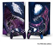 Heyone Playstation 5 Venom Ps5 Adhesive Skin Calcomanías Y Juego De Pegatinas De Controlador, Resistente A Los Arañazos (Disco)