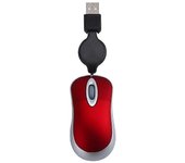 Mini USB Cable retráctil de ratón con cable Ratón pequeño pequeño 1600 DPI Ratones de viaje compactos ópticos para Wi Rojo