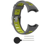 Correa de reloj de silicona INF para Suunto Quest/M1/M2/M4/M5 Gris+Verde